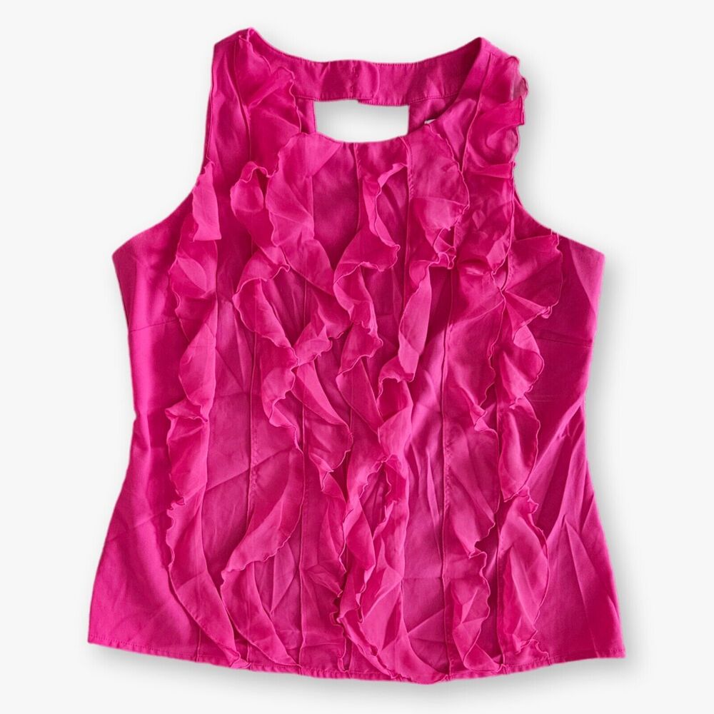 Cato Sleeveless Halter Top Size M Pink Ruffles Womens Blouse
